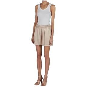 NWOT Enza Costa High Waisted Satin Bermuda Shorts, Champagne, XL (4)